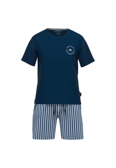 Къса пижама с връзка - Син