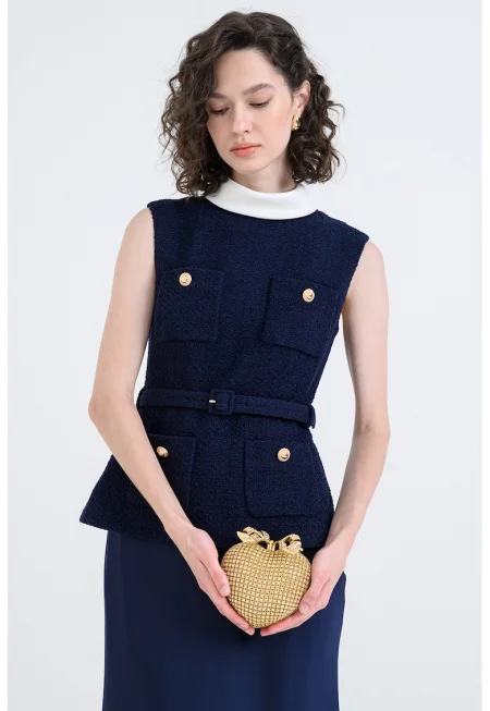 Клъч с декоративни камъни - Шафраново жълто