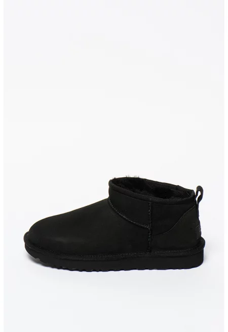 Класически slip-on мини велурени ботуши - 43797 - Черен