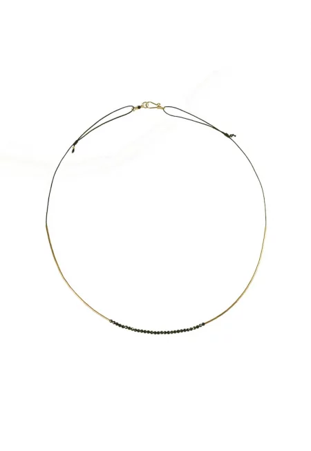 Колие -  Caviar Bar - черен шпинел - 14k/20 gold filled - регулируема дължина