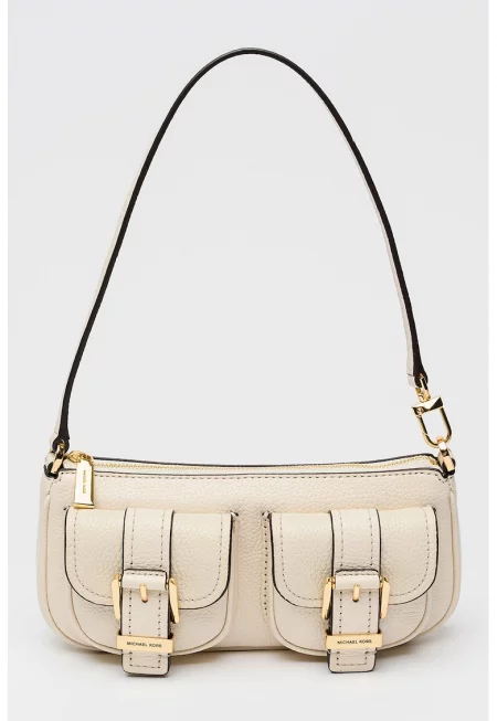 Кожена чанта през рамо Zoe с релеф