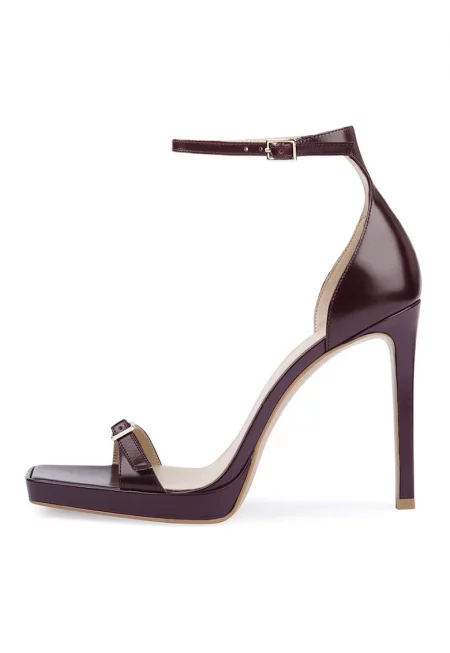 Кожени обувки с ток стилето - Бордо