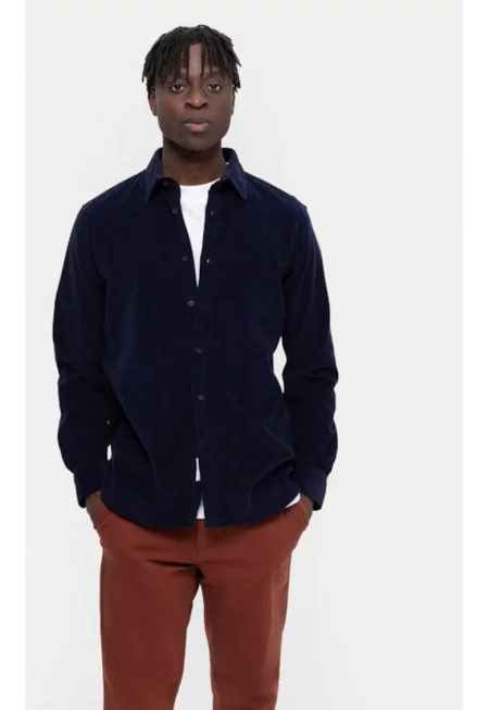 Мъжка риза -  304512001 - Памук/Памук - Синя - Син