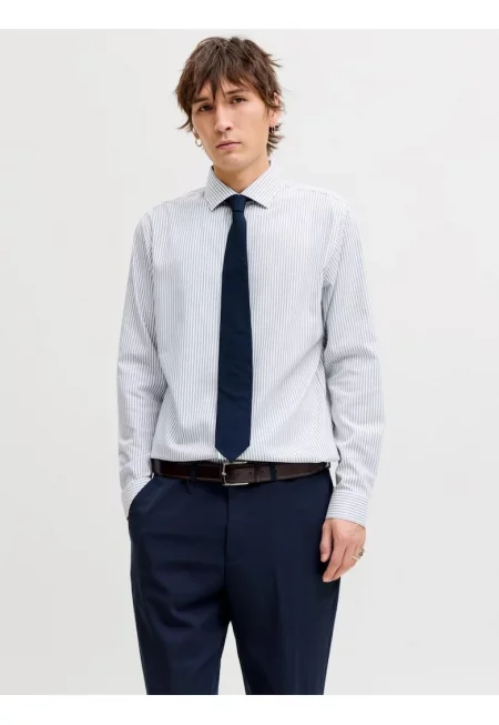 Мъжка риза от органичен памук без гладене - Slim Fit - JPRBLAPARKER - Бял