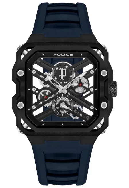 Мъжки часовник  кварцов - черен - силиконова каишка - 45мм - водоустойчив 50м