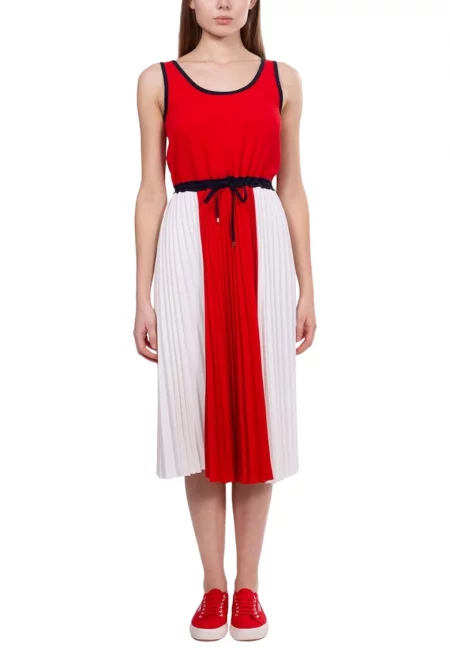 Миди рокля с плисета - Многоцветен