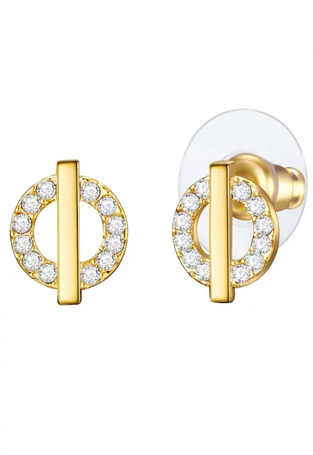 Обеци с 14K злато и кристали - Златист