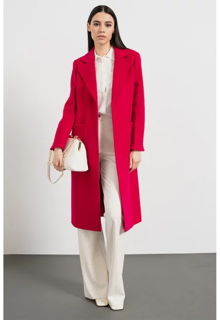 Палто от необработена вълна с джобове