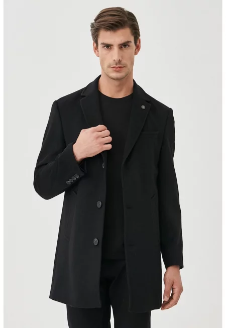 Палто с вълна - Черен