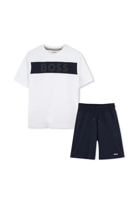 Памучен екип с лого - Бял/Черен