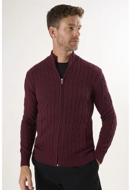 Памучен пуловер с цип