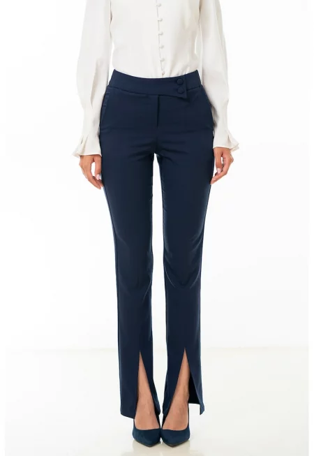 Панталон Jenifer с подгъв с цепка - Тъмносин