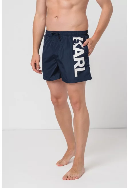 Плувни шорти с лого - Бял/Тъмносин