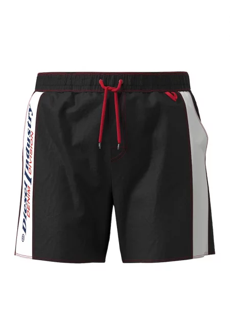 Плувни шорти с регулируема талия - Бял/Черен