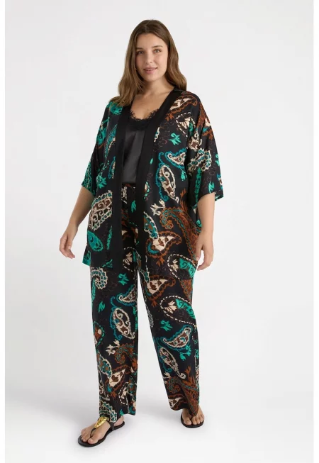 Прав десениран панталон - Черен