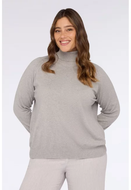 Пуловер с поло и лурекс