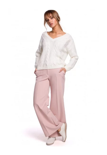 Пуловер с V-образно деколте -  екрю