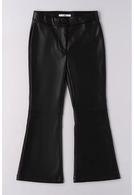 Разкроен панталон от еко кожа