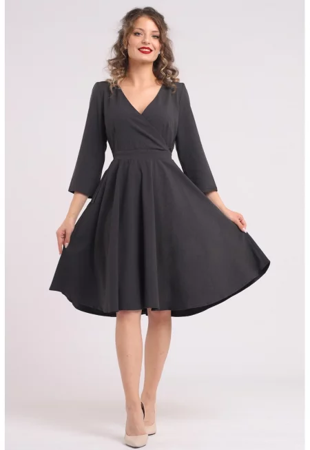 Разкроена миди рокля с джобове