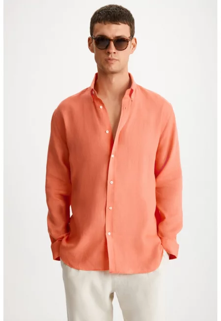 Риза Hendra с лен - Розова сьомга