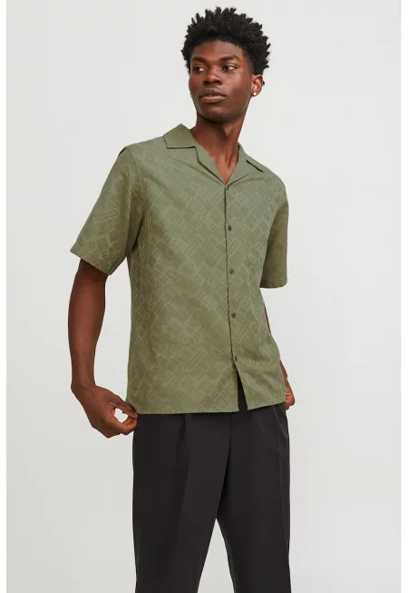 Риза с къси ръкави - Маслинено зелено