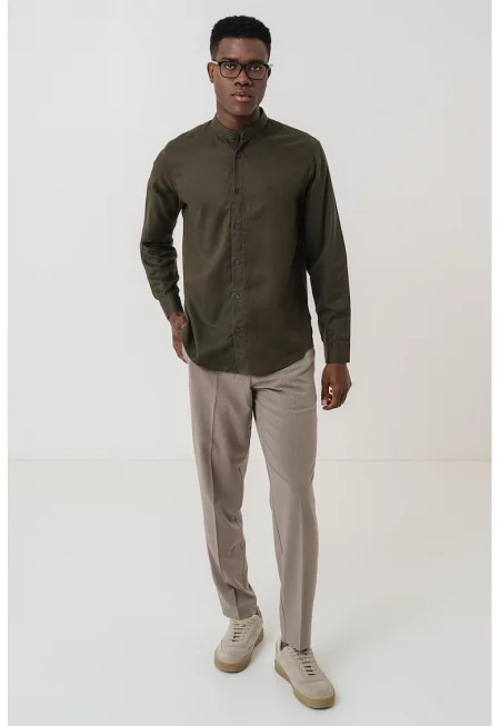 Риза с лиосел и лен с яка Henley