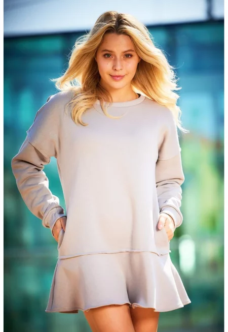 Рокля-суичър от смес от памук