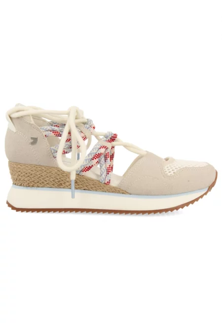 Скосени спортни обувки с отвори - Мръснобял