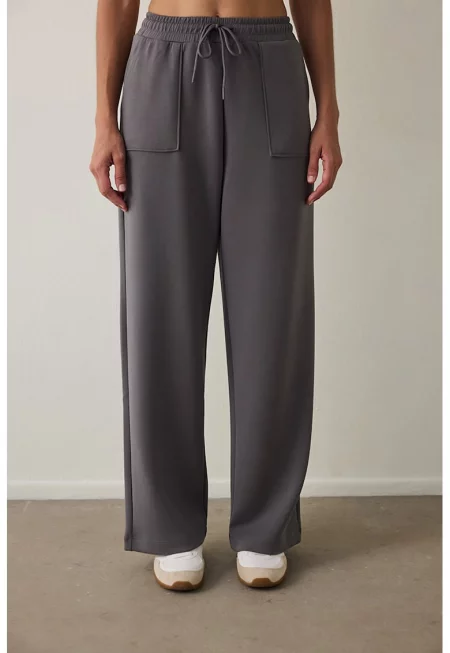 Спортен панталон с модал с широк крачол - Tъмносив
