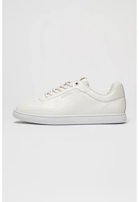 Спортни обувки от кожа с лого - Бял