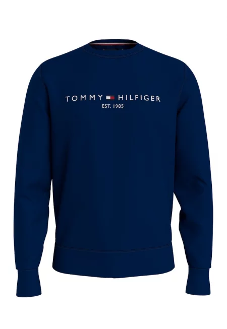 Суитшърт с органичен памук и лого - Тъмносин