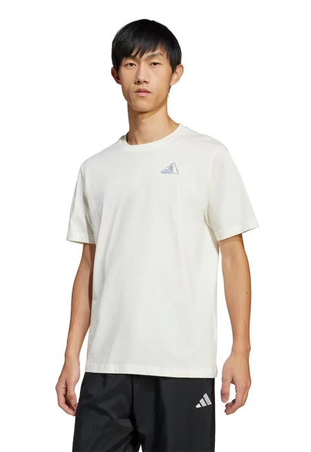 Тениска C Earth M с лого - Прашно синьо/Мръснобял