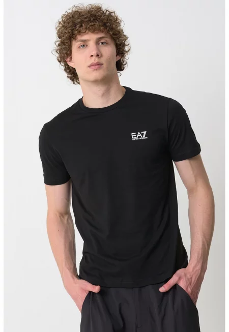 Тениска Girocollo с изчистен десен - Бял/Черен