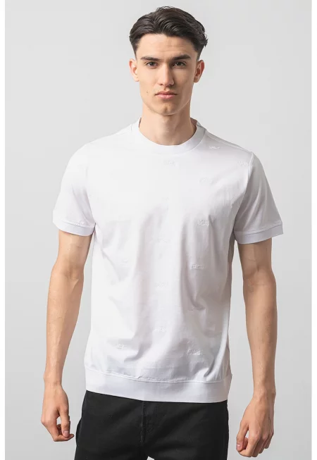 Тениска с бродирано лого - Бял