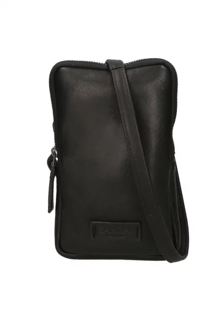 Унисекс кожена чанта с отделяща се презрамка - Черен