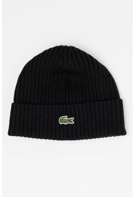 Унисекс вълнена шапка с рипс - Черен