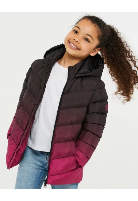 Ватирано зимно яке с качулка и преливащи се цветове