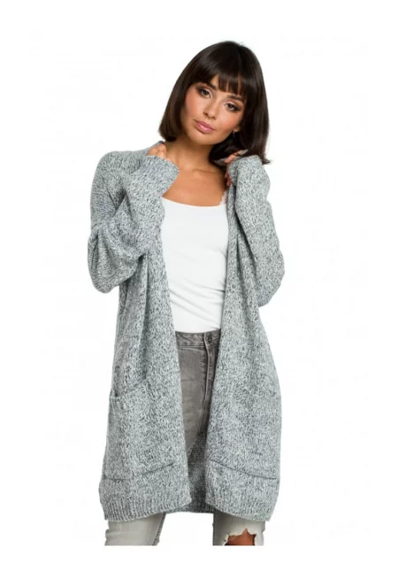 Жилетка с дълги ръкави - акрил - графитено сиво - един размер