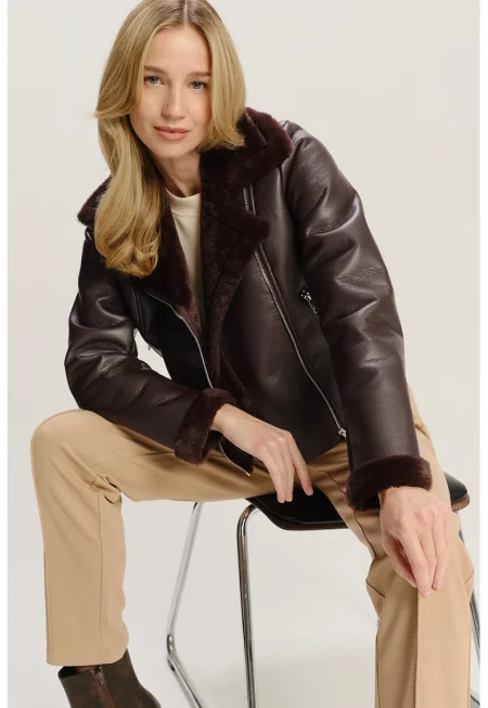 Зимно яке от еко кожа с подплата от еко пух