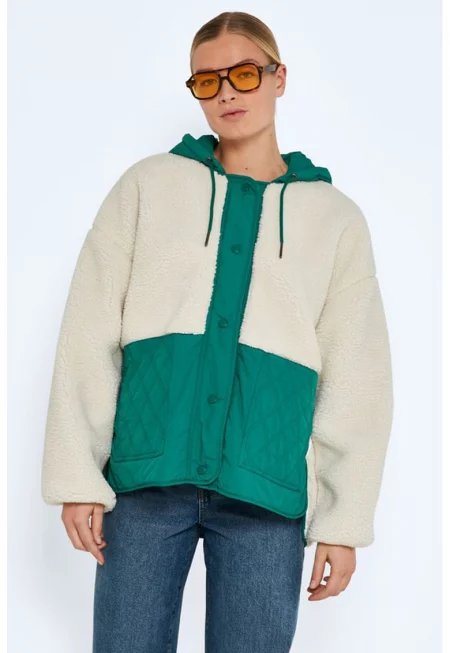Зимно яке с качулка и цветен блок