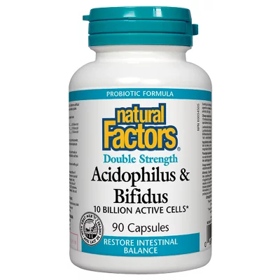 Acidophilus & Bifidus 10 Billion Active Cells Double Strength / Ацидофилус бифидус, 10 милиарда активни пробиотици, 90 капсули