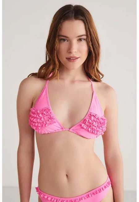 Бански от две части Lips с набирания - Розово