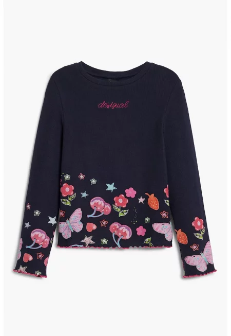 Блуза с памук с овално деколте