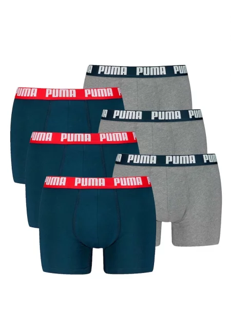 Боксерки с лого на талията - 6 чифта - Сив/Син