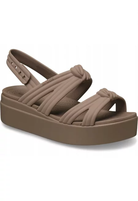 BROOKLYN KNOT LOW WEDGE SANDAL - Кафяв
