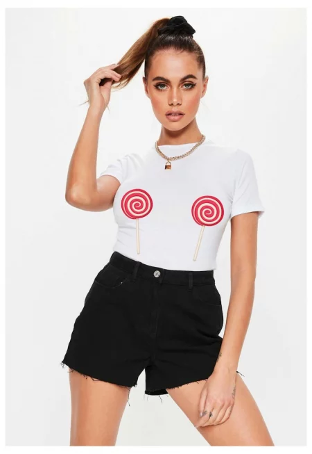 Бяла дамска тениска - Lollipop