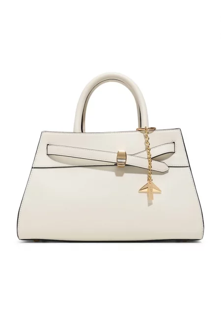 Чанта за рамо VASILIA с отделяща се презрамка и аксесоар - Мръснобял