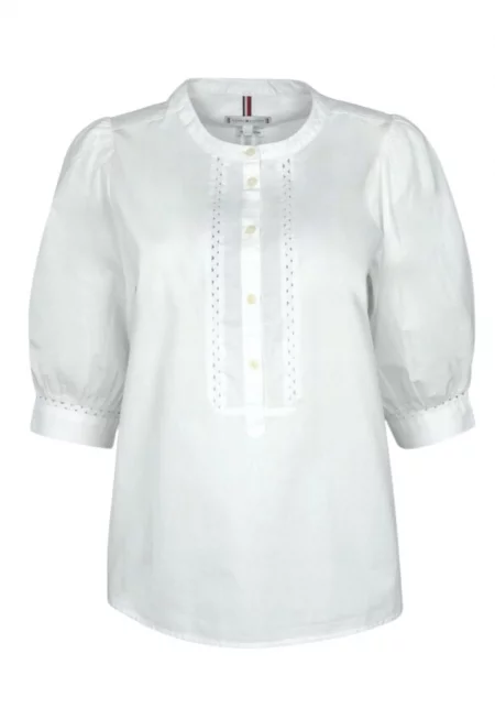 Дамска блуза  Crafted Cotton Henley памук - Бял