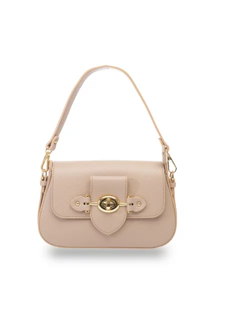 Дамска чанта от естествена кожа -  Eva - Бледо розово