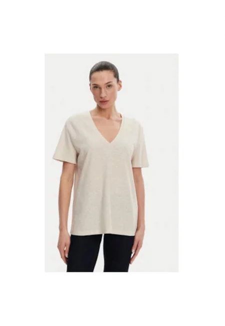Дамска тениска  53-2148 - Лен/Памук - Бежов - Бежов